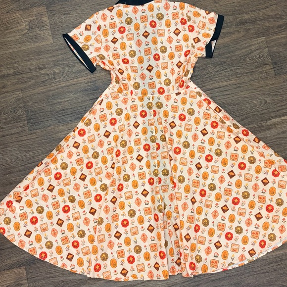 Vintage 50s Market Novelty Print Swing Dress Rockabilly Retro NWT Size L - Picture 4 of 10